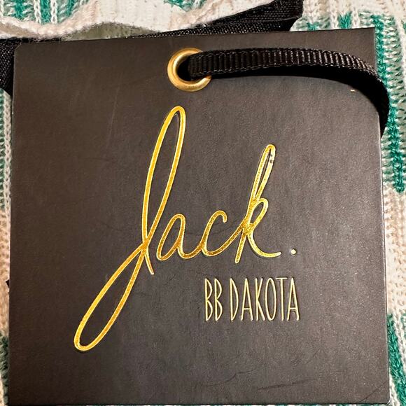 BB Dakota Jack Green White Black Striped Lightweight Sweater Sz S NWT - Picture 6 of 9
